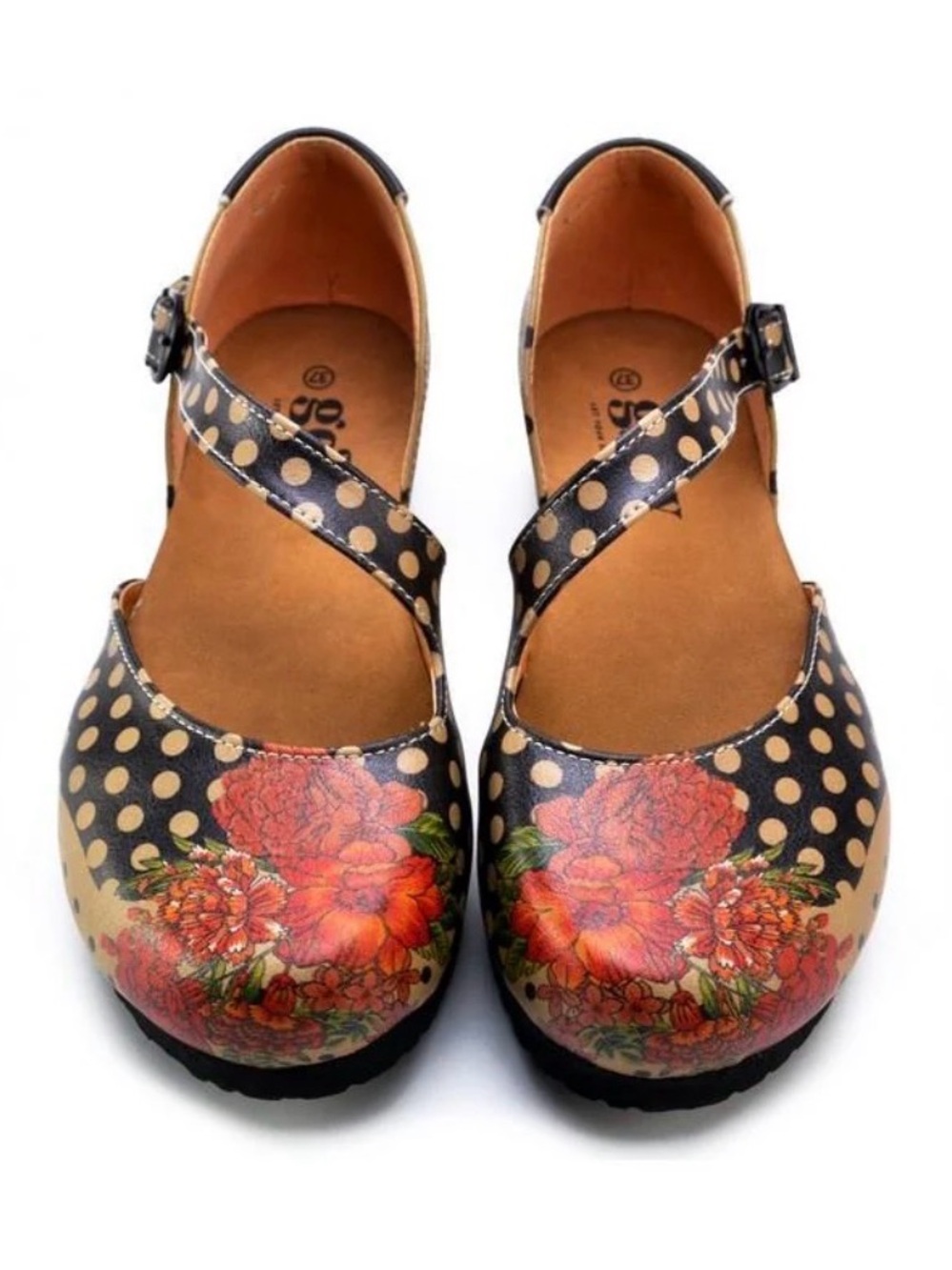 Goby Floral Polka Dot Mary Jane Flats Size 40 (9.5)